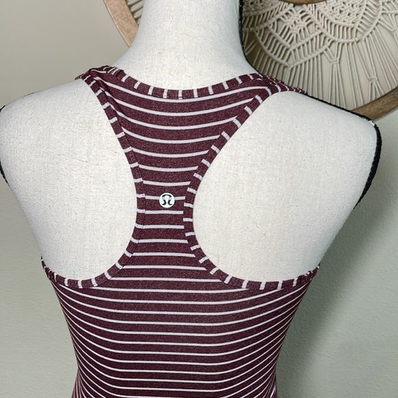 Lululemon Cool Racerback tank, West2east Stripe Heathered Bordeaux Drama size 4 - Picture 6 of 10
